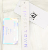 Tinseltown High-Rise Distressed Mom Jeans with Raw Hems Bright White 18W
