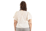 Black Tape Trendy Plus Size Printed Cotton Flutter-Sleeve Top Ivory Off White 2X