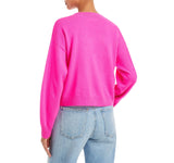 Aqua Womens Button Up Cashmere V-Neck Cardigan Sweatshirt V10337 Neon Pink L