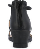 Journee Collection Women's Trayle Wedge Sandals TRAYLE-WEDGE-SANDAL Black 10M
