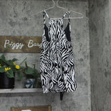 Bar III Womens Lined Printed Zip-Back Tank Top Zebra Black Multi S