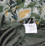 Ny Collection Sleeve Clip Dot Chiffon Dress with Smocked Waist Olive Green XL