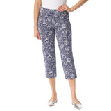 Gloria Vanderbilt Pull On High Rise Straight Leg Capri Polynesian Nights Blue 6