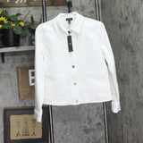 Jones New York Womens Patch Pocket Button Up Denim Jacket 10928933 Soft White M