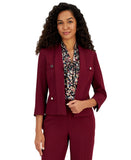 Kasper Womens Stretch-Crepe Shawl-Collar Blazer Jacket 10914849 Shiraz Red 4