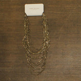 Lane Bryant Fashion Metallic Tiered Cascading Chain Necklace Brass Gold 17" + 2"