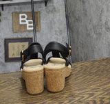 Clarks Womens Giselle Style Wedge Sandal 26177163 Black Leather 10M