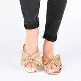Journee Collection Serlina Foam Slide Low Block Heel Sandals Gold Yellow 8M