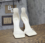 Schutz Womens Heeled Patent Leather Ciara Sandal Pearl Off White 10B