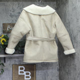 Wild Fable Shawl Collar Waist Tie Button Down Faux Shearling Coat Tan Brown S