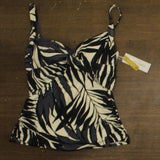 Anne Cole Draped Front Underwire Swim Top Tankini Black / White Multi 38C / 40B