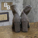 A New Day Womens Gloria Low Shaft Heeled Rhinestones Boots Silver Gray 7M