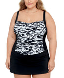 Swim Solutions Twist Bra Skater One Piece Swimsuit Feral Stripes Black 18W