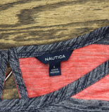 Nautica Lightweight Scoop-Neck Keyhole Top 25K520 Hibiscus Pink / Navy Blue L