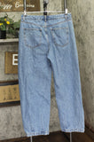 Future Collective Womens Mid-Rise Studded Barrel Leg Jeans Blue Denim 10