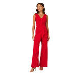 Adrianna Papell Surplice Sleeveless Knit Crepe Ruffle Jumpsuit Super Red 2