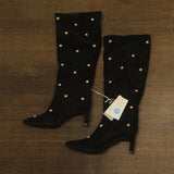 A New Day Justice Studded Faux Suede Mid-Calf Boots Jet Black / Gold 7.5M