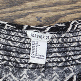 Forever 21 Womens Crochet Trim Woven Unlined Tassle Blouse Shirt Black Multi S