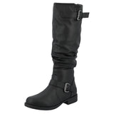 Journee Collection Womens Stormy Boot Faux Leather Slouch Black 8M