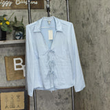 A New Day Womens Long Sleeve Satin Tie Blouse 93013919 Light Blue L