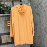 White Mark Hoodie Kangaroo Pocket V Neck Knit Sweatshirt Dress Orange L