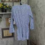 Bar III the Prowl Long Sleeve Lace-up Romper Swim Cover Up Navy Cheetah Blue M