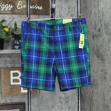 All In Motion Men's Plaid Golf Shorts 8" Inseam 87206075 Green / Blue Plaid 34