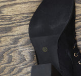 Journee Collection Lace-Up Zip Block Heel Faux Suede Bootie Boots Black 8.5M