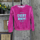 Members Mark Girls Youth My Favorite Sweatshirt Velour Sweatshirt Berry 10/12