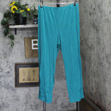 Vanity Fair Womens Vintage 2-Piece Knit Stretch Pajama Set Blue Green XL