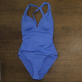 Tommy Bahama Womens Pearl Lace-Back One Piece Swimsuit Paradiso Blue 12