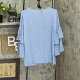 Joan Rivers Womens V-Neck Top with Pleated Sleeves A309574 Dusty Blue 2