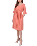 Ny Collection Swiss Dot Bell Sleeve Midi Sundress MNKD3217 Tawny Orange S