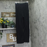 Bar III Womens Ribbed High Waist Wide Leg Pants Black S