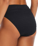 Bar III Womens Pucker up V-Waist High-Leg Bikini Bottom MBPU25561 Black XL