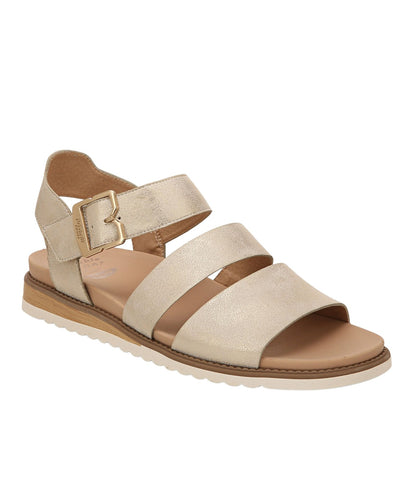 Dr. Scholl's Womens Island Glow Strappy Flat Sandal I4205S2 Light Gold 8M