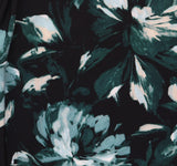 Kasper Print Split-Neck Flutter Bell-Sleeve Blouse Top Evergreen Green Multi M