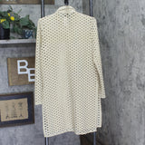Carmen Marc Valvo Crochet Tunic Swim Cover Up Shirt Button Up Clay Brown XS