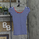 Ultra Flirt Juniors Knit Short-Sleeve Ballet Top Blue Multi XS