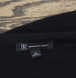 INC International Concepts Zip-Pocket Woven Long Sleeve Blouse Deep Black XL