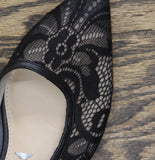 A New Day Womens London Lace Sling Back Bow Flats 94303525 Black 8M