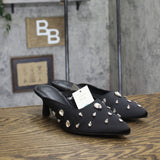 A New Day Womens Katia Heels Satin Teardrop Mules 94663384 Black 9.5M