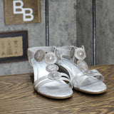 Karen Scott Womens Catrinaa Faux Leather Evening Sandals Silver Gray 9M