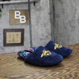 Bridgerton Izzy & Liv Womens Enchanting Floral Bee Slippers Navy Blue 6M