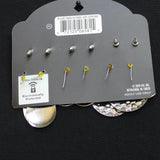 Jasmine Lane 6 Pack Rhinestone Studs Dangly Hoop Earrings Silver Gray