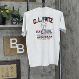 Jerzees Vintage C.L. Fritz Electrical Denver PA Graphic T-Shirt Tee Ash Gray M
