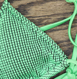 Cotton On Womens String Triangle Bikini Top Intense Lime / Black Crinkle XS