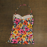 Anne Cole Womens Twist-Front Shirred Bandeau Tankini Top 25MT25013 Multi Pink S