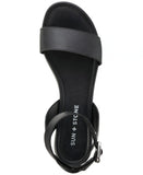 Sun + Stone Womens Miiah Faux Leather Flat Sandals 10012599400 Black 5.5M