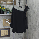 Colleen Lopez Womens Plus One-Shoulder Top with Applique 698419 Black 1X
